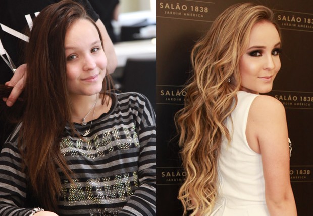 Larissa Manoela no salão antes e depois da repaginada dos cabelos (Foto: Marcos Ribas/Brazil News)